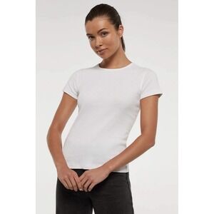 Three Dots Essential Heritage Rib Crew Neck White Tee NWOT (Made in USA)